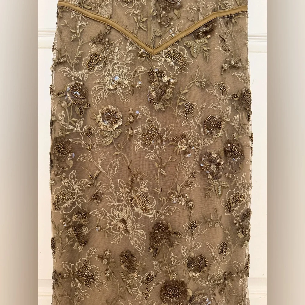 House Of CB Elegant Gold Floral Embroidered Gown - Picture 5 of 16